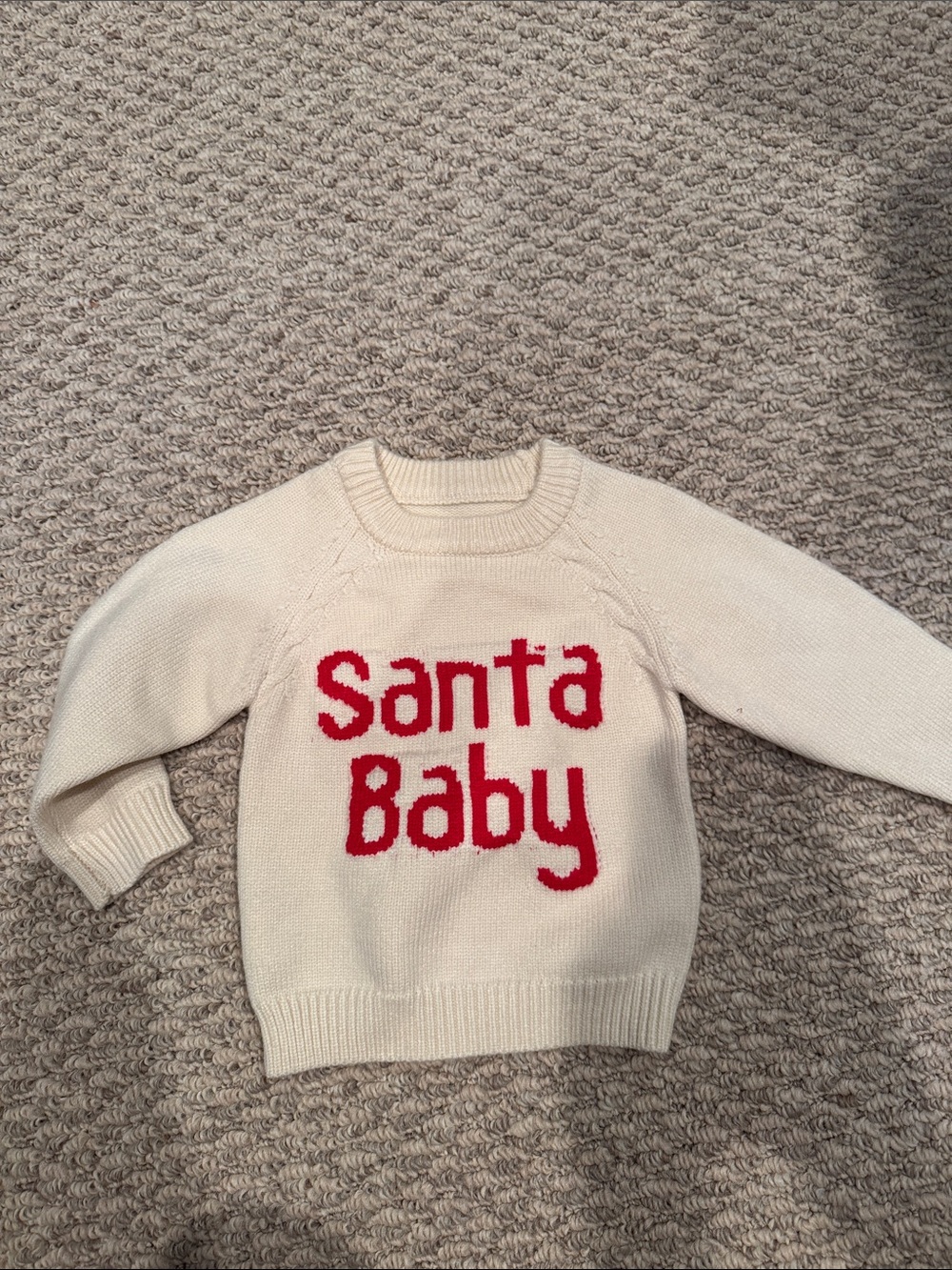 Cream 'Santa Baby' Knit Sweater with Red Text